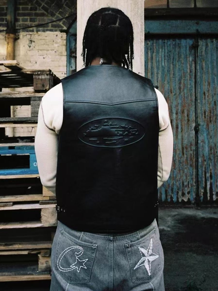 Corteiz vest leather