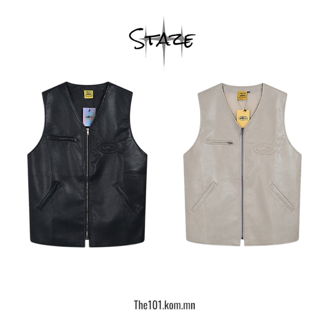 Corteiz vest leather